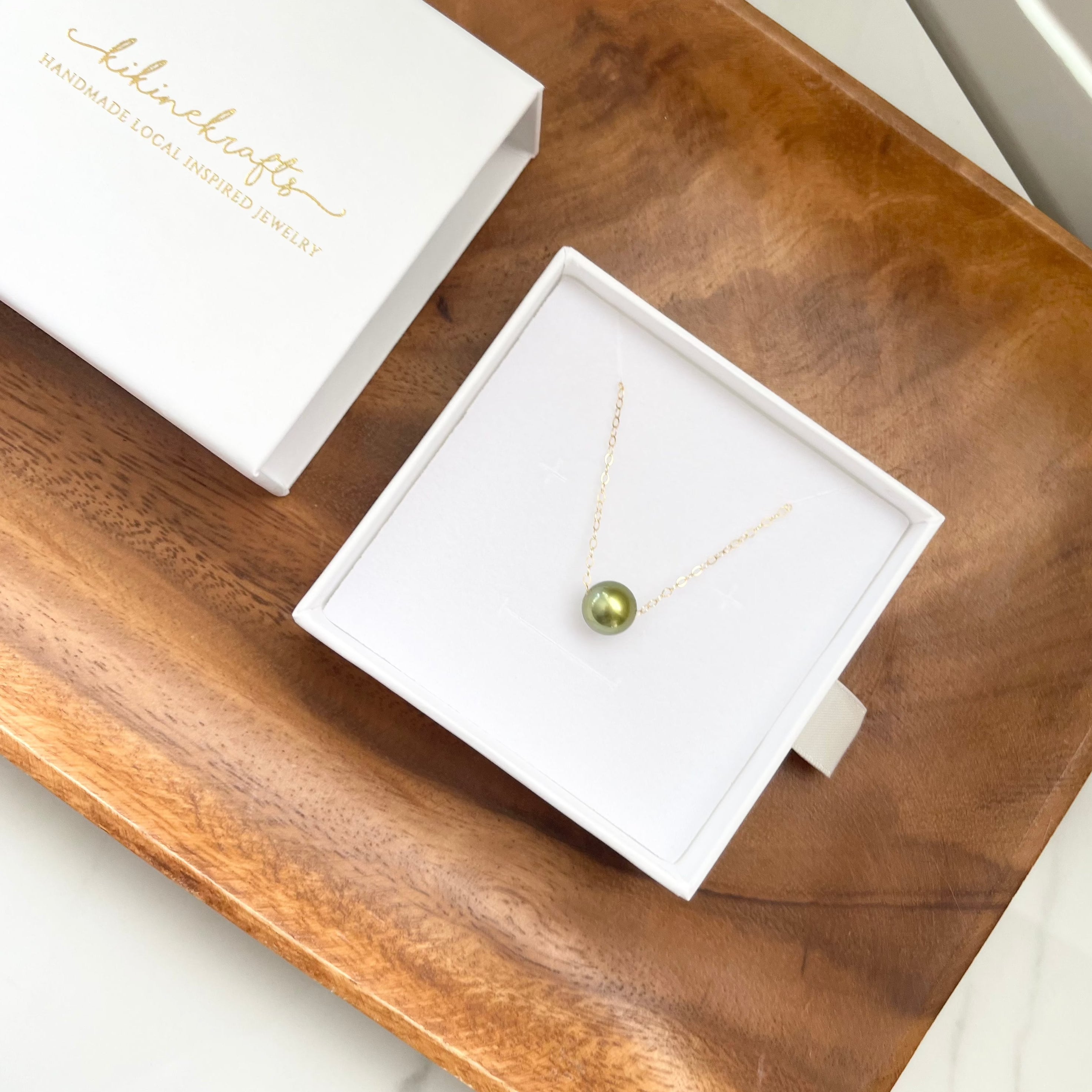 Floating Pistachio Tahitian Pearl Necklace