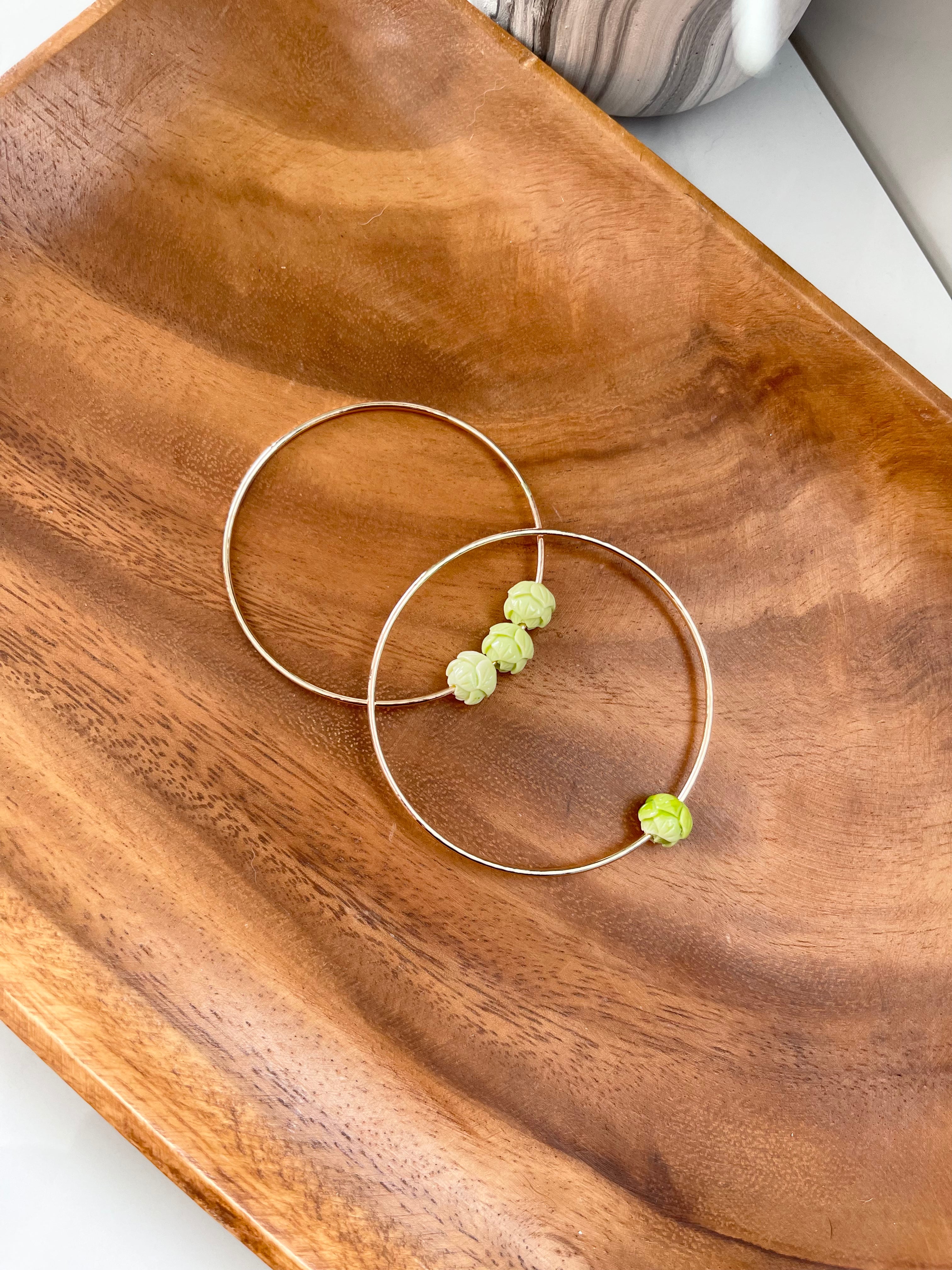 Bangle with Green Rose (Priced Individually)