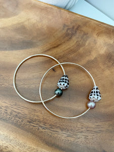 Bangle with Tahitian Pearl and Shell (Priced Individually)