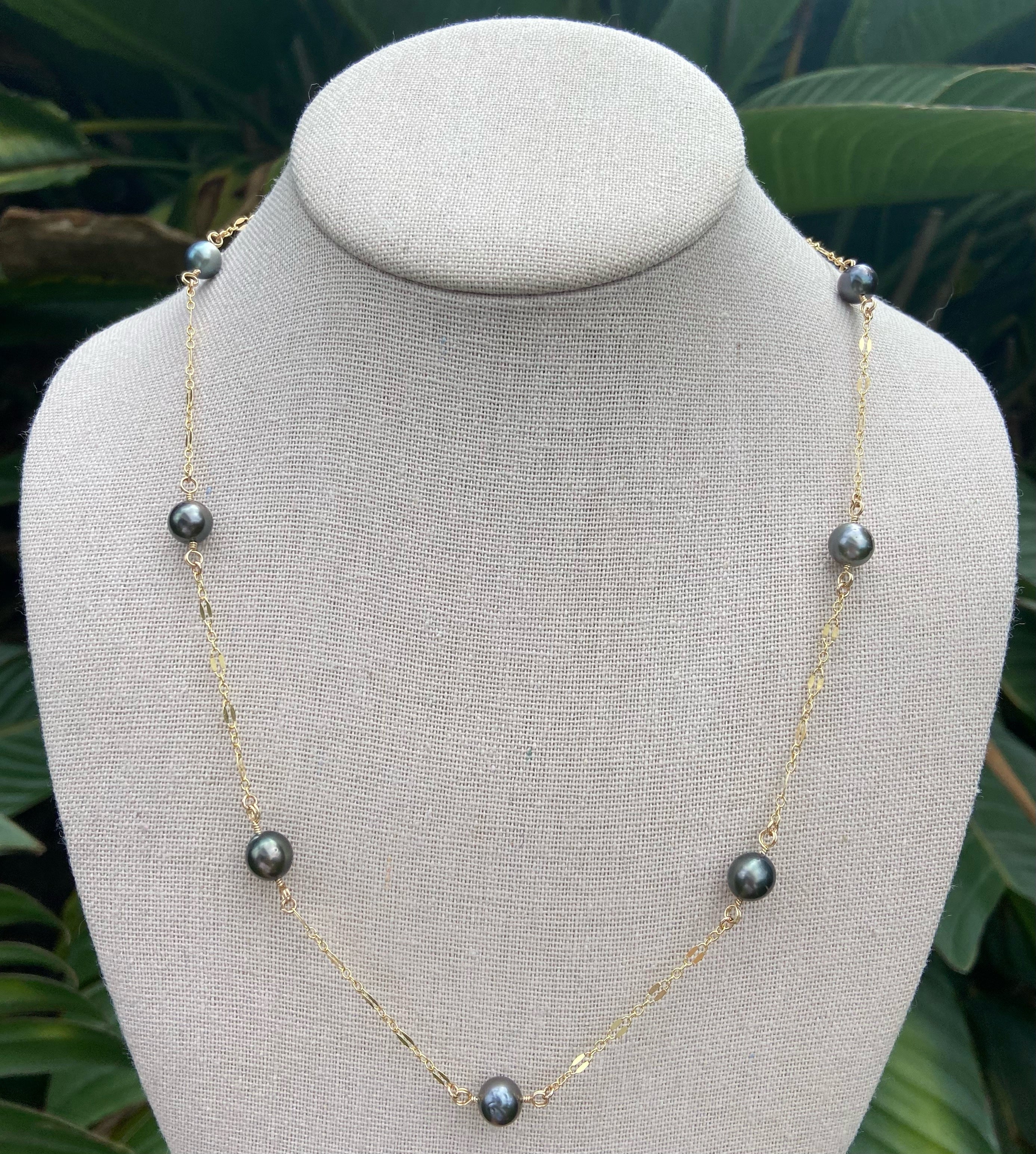 Extended Dainty Endless Tahitian Pearl Necklace