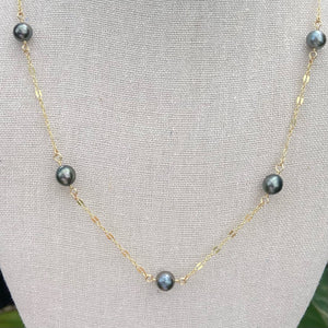 Extended Dainty Endless Tahitian Pearl Necklace